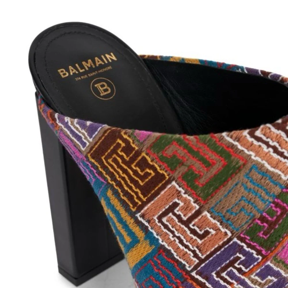 BALMAIN Ulla Tapestry Monogram Mules - Picture 6 of 12